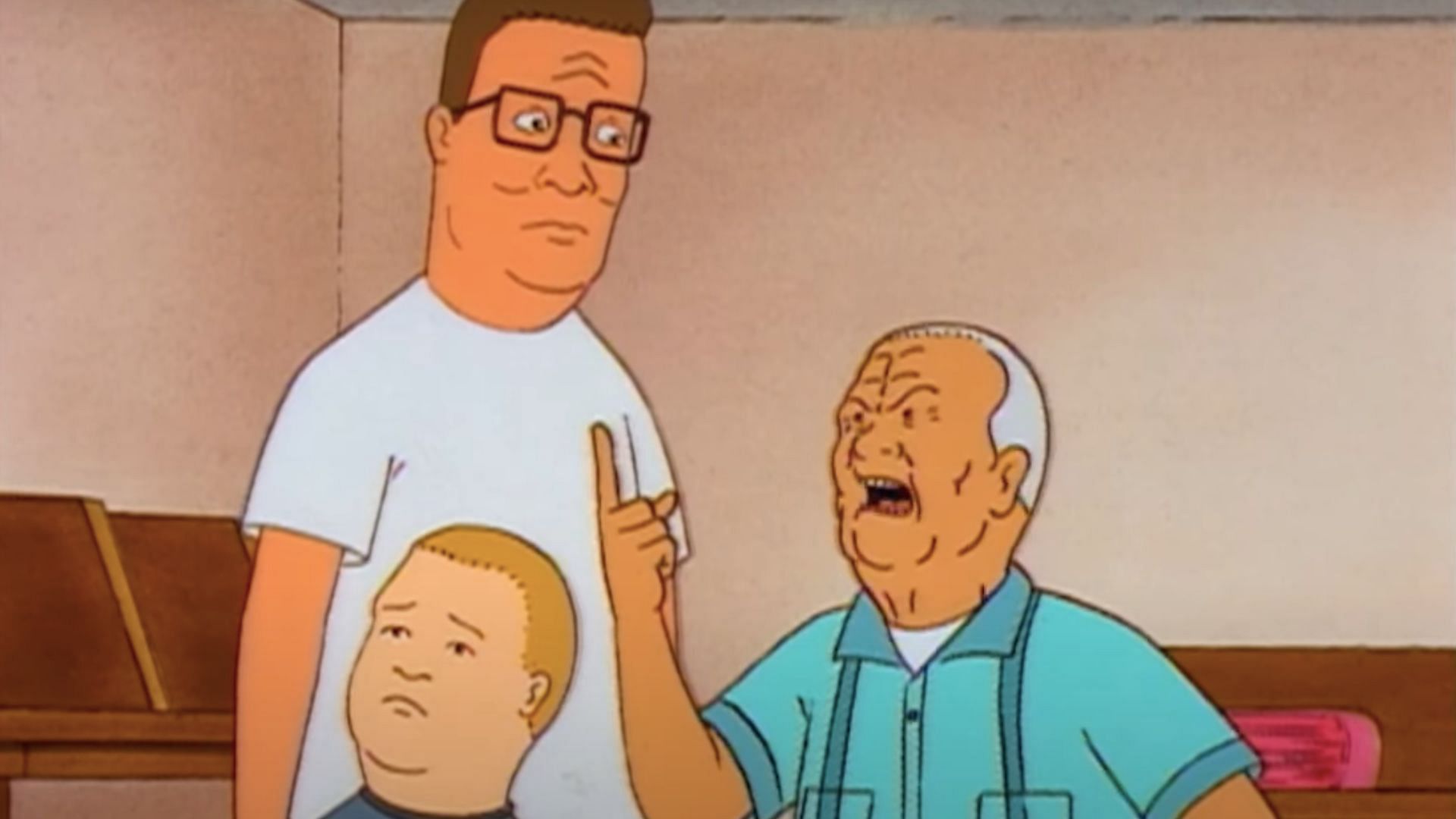 Hank, Cotton, and Bobby in King of the Hill (Image via YouTube/Adult Swim)